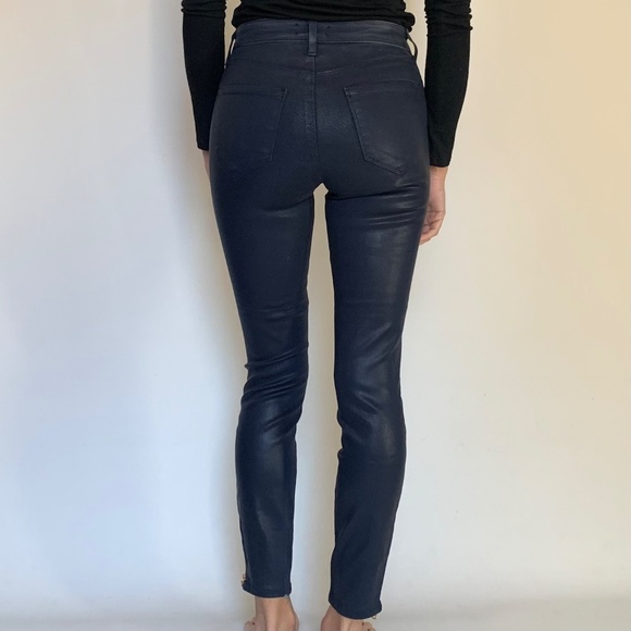 L’AGENCE Sabine High Rise Coated Skinny Jeans Navy "Deep Cove" - Picture 6 of 15